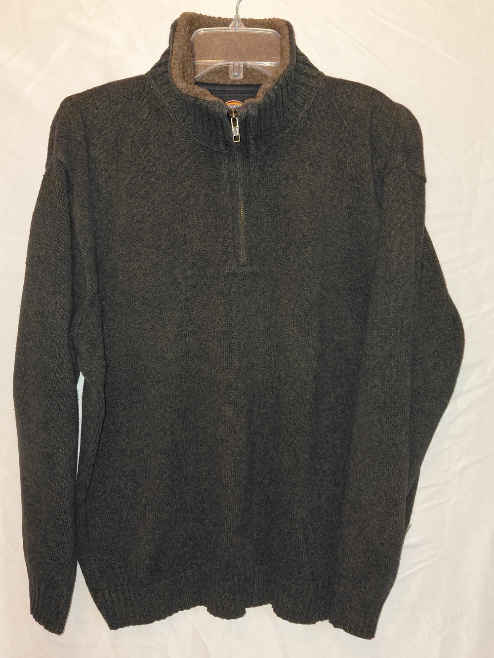 Dickies Men's Dark Brown Zip-Up Pullover Sweater #2492